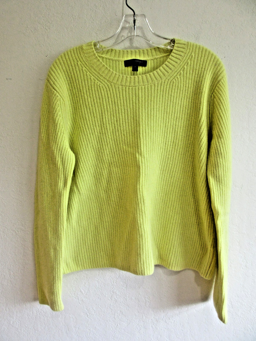 BANANA REPUBLIC Yellow Ribbed Cashmere Pullover L Sweater-CA